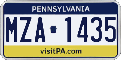 PA license plate MZA1435