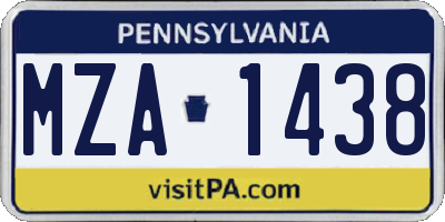 PA license plate MZA1438