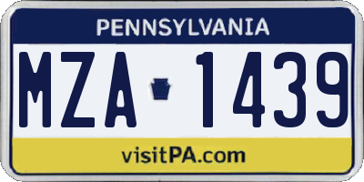 PA license plate MZA1439