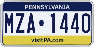 PA license plate MZA1440