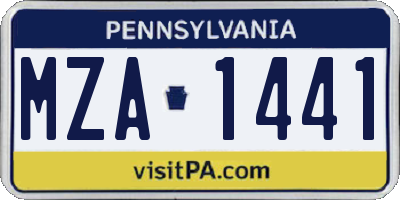 PA license plate MZA1441