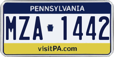 PA license plate MZA1442