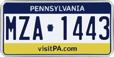 PA license plate MZA1443