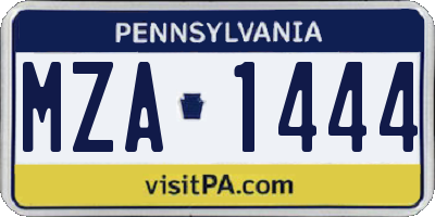 PA license plate MZA1444