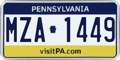 PA license plate MZA1449