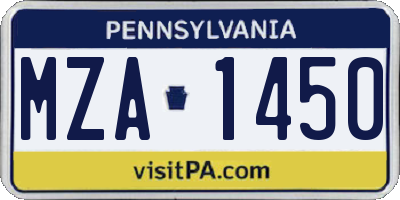 PA license plate MZA1450
