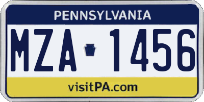 PA license plate MZA1456