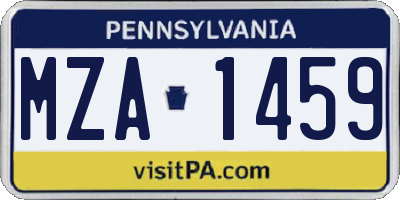 PA license plate MZA1459