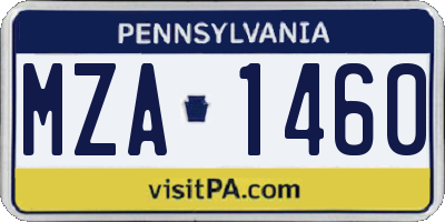 PA license plate MZA1460