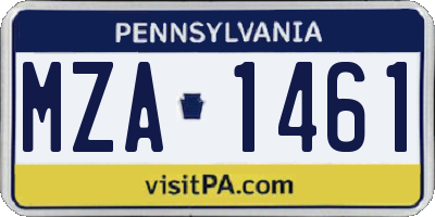 PA license plate MZA1461