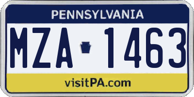 PA license plate MZA1463