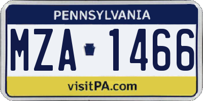 PA license plate MZA1466