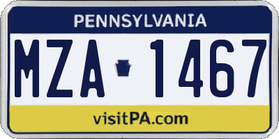PA license plate MZA1467