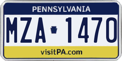 PA license plate MZA1470