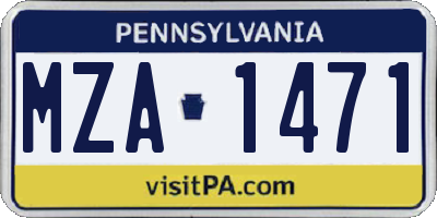 PA license plate MZA1471