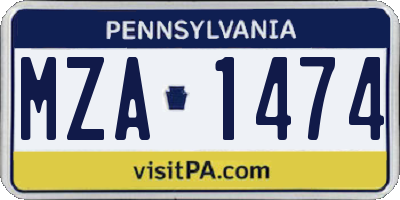 PA license plate MZA1474