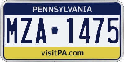 PA license plate MZA1475