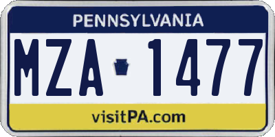 PA license plate MZA1477