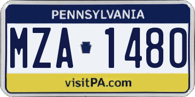 PA license plate MZA1480