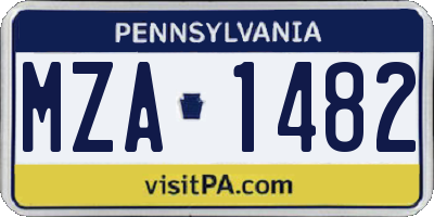 PA license plate MZA1482
