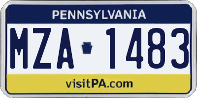 PA license plate MZA1483