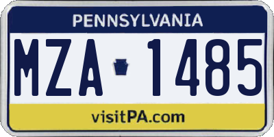 PA license plate MZA1485