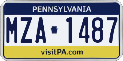 PA license plate MZA1487