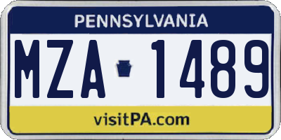PA license plate MZA1489