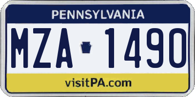 PA license plate MZA1490