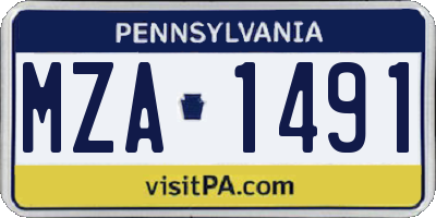 PA license plate MZA1491