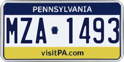 PA license plate MZA1493