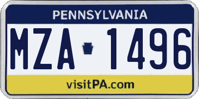 PA license plate MZA1496