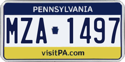 PA license plate MZA1497