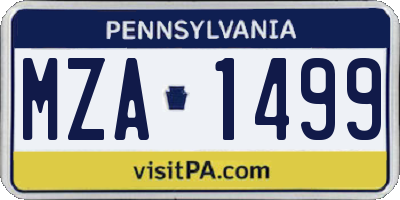 PA license plate MZA1499