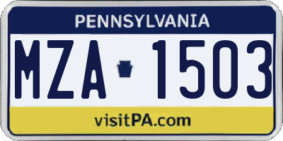 PA license plate MZA1503