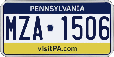 PA license plate MZA1506