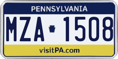 PA license plate MZA1508