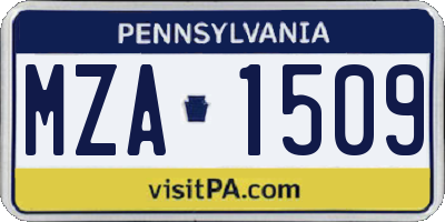 PA license plate MZA1509