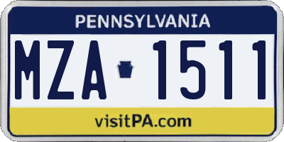 PA license plate MZA1511