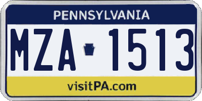 PA license plate MZA1513