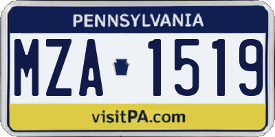 PA license plate MZA1519