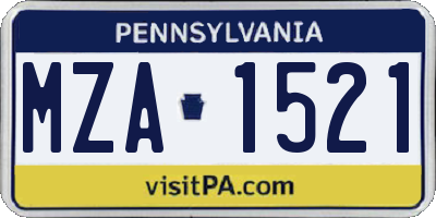 PA license plate MZA1521