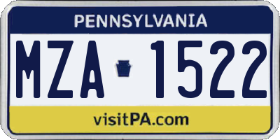 PA license plate MZA1522