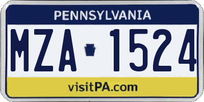 PA license plate MZA1524