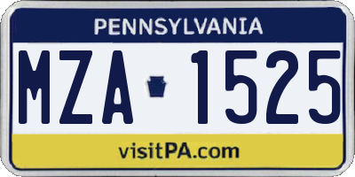 PA license plate MZA1525