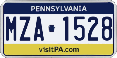 PA license plate MZA1528