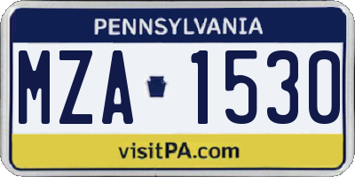 PA license plate MZA1530