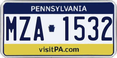 PA license plate MZA1532