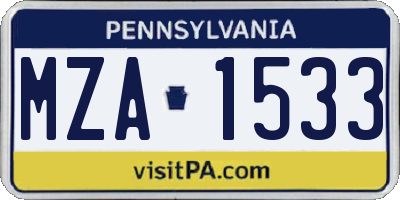 PA license plate MZA1533