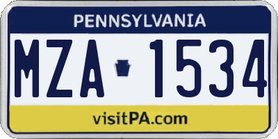 PA license plate MZA1534